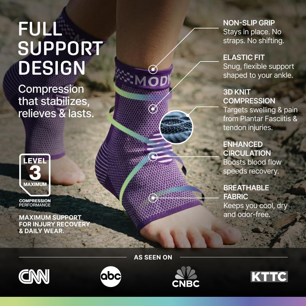 Modvel Foot & Ankle Brace Socks for Sprained Ankle Compression Sleeve - Foot Support for Women & Men - Tendonitis & Arthritis Ankle Brace Sports Running, Torn Ligaments & Women Stabilizing Ankle Wrap