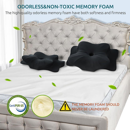 DONAMA Cervical Pillow for Neck and Shoulder,Contour Memory Foam Pillow,Ergonomic Neck Support Pillow for Side Back Stomach Sleepers with Pillowcase
