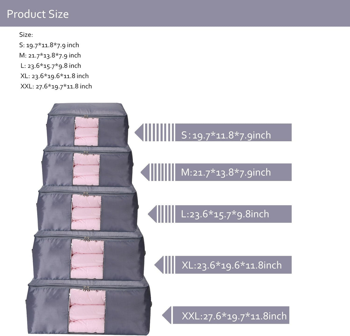 Blanket Storage Bags Pillow Bedspread Bedding Clothes Organizer Storage Containers With Zippers Breathable and Moistureproof. (Navy blue 2pcs, L)