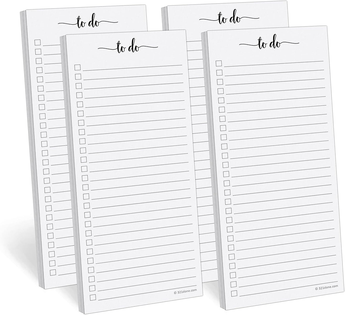 321Done To Do List Notepad, 2-Pack 50 Sheets Each, 3.7x8.5 College Ruled Pad, 70lb Matte Paper, Note Pad for Shopping List, Checklist To-Dos Tasks Planning for Home Office, Made in USA