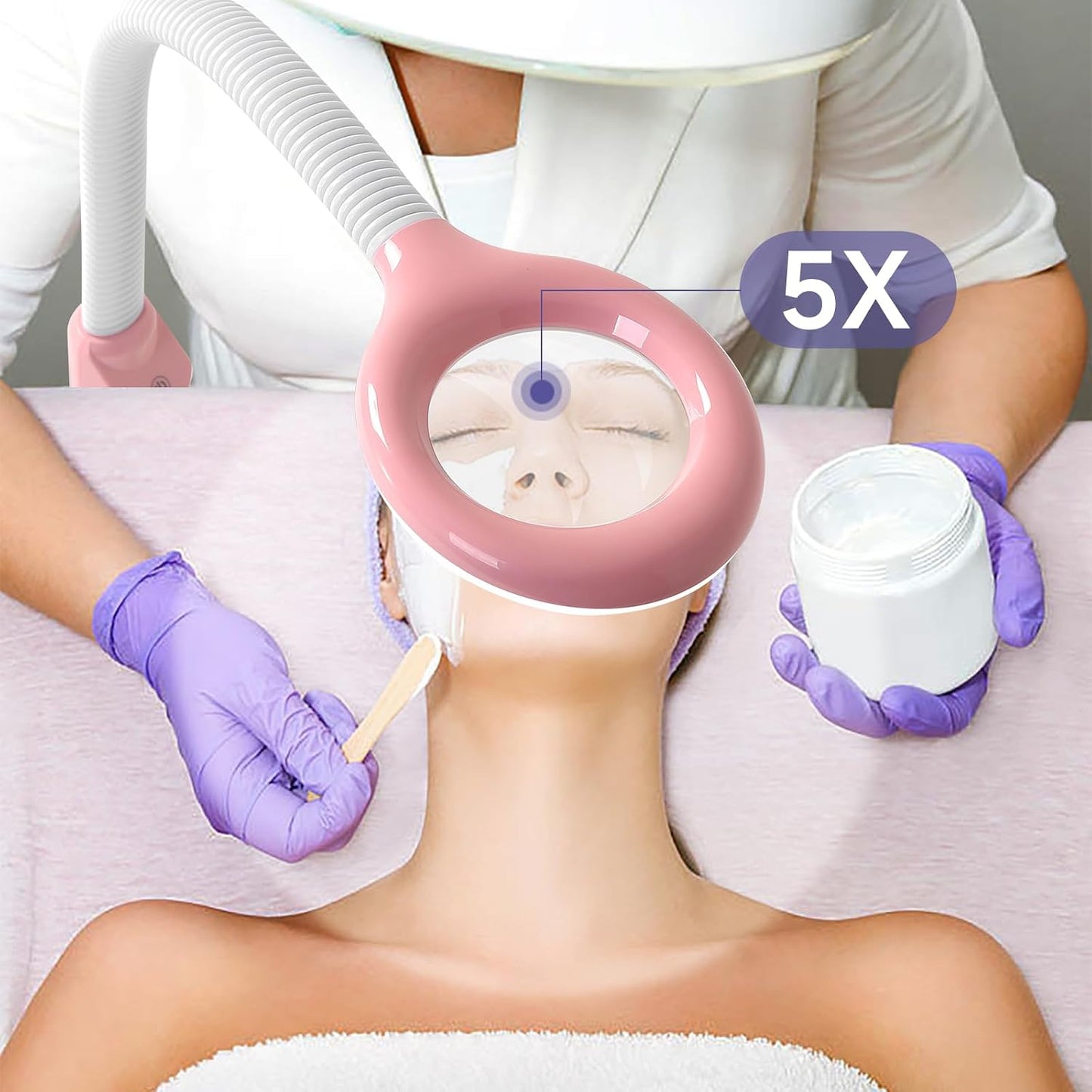 Professional Facial Steamer, Face Steam on Wheels, Estheticians Steamer with More Steam for Moisturizing and Hydration, Adjustable Height and Angle for Spa Beauty, Home Use, Pink