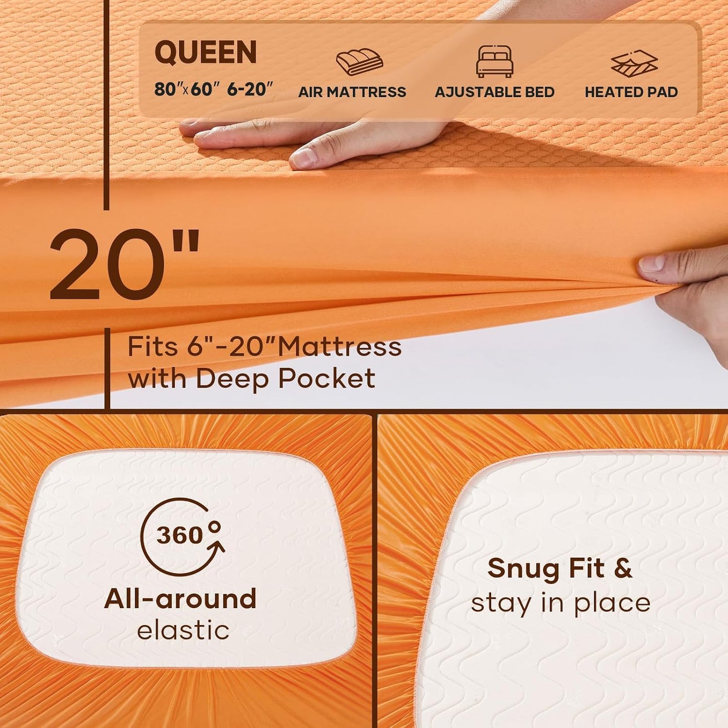 OhGeni 100% Waterproof Mattress Protector,Queen Size Premium Bamboo Mattress Pad,Pet Hair & Bedwetting Resistant,Cooling Breathable Fitted Sheets,Washable Bed Cover,Non-Slip Deep Pocket for Bedroom