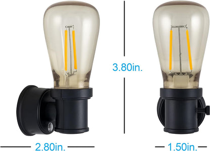 GE Vintage LED Edison Night Lights Plug Into Wall, 2-Pack, Dusk to Dawn Auto Sensor, Warm White, Adjustable Brightness Plug in Nightlight with Manual On/Off/High/Low Switch, Perfect for Adults