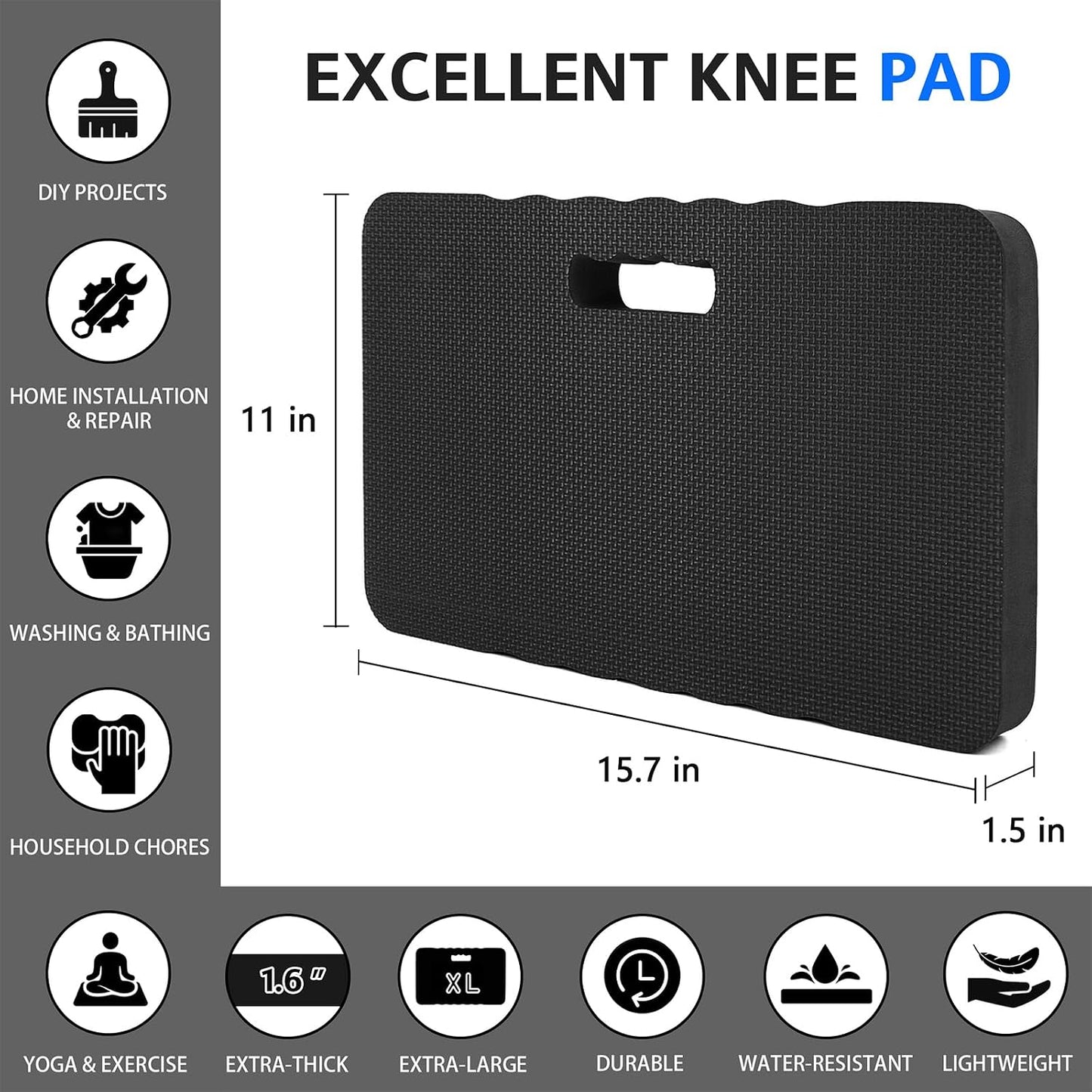 HOOPLE Extra Thick Kneeling Pad, Soft Foam Kneeling Cushion, Waterproof Gardening Knee Pads, Lightweight Knee Mat for Bathing, Workout Supplies, Exercise Yoga, Garden Work Gifts 17.5 x 11x 1 in, Blue