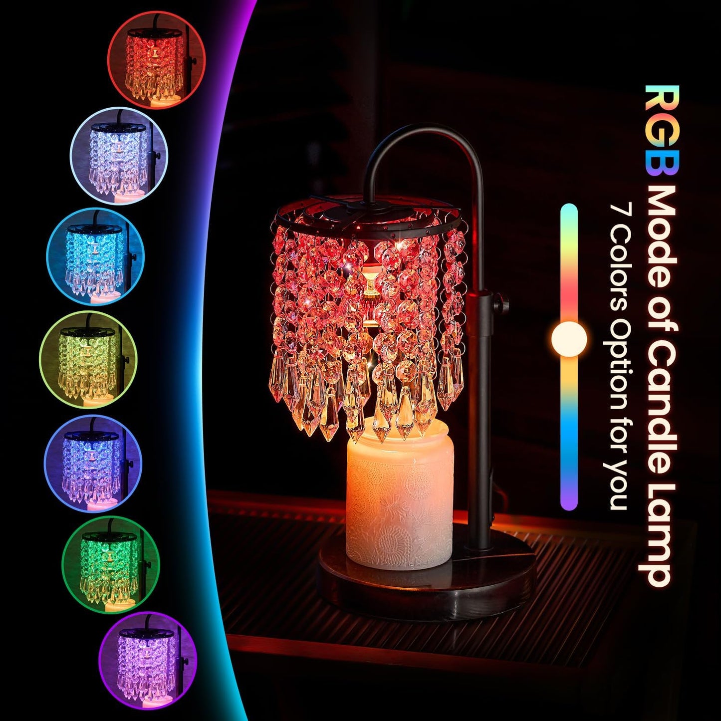 Candle Warmer Lamp with Timer Dimmer and 3 Bulbs, Lamp Candle Warmer with Marble Base,Wax Melt Warmer for Jar Candles, Birthday Gifts for Women Mom, House Warming Gifts New Home Decor (RGB-Black)