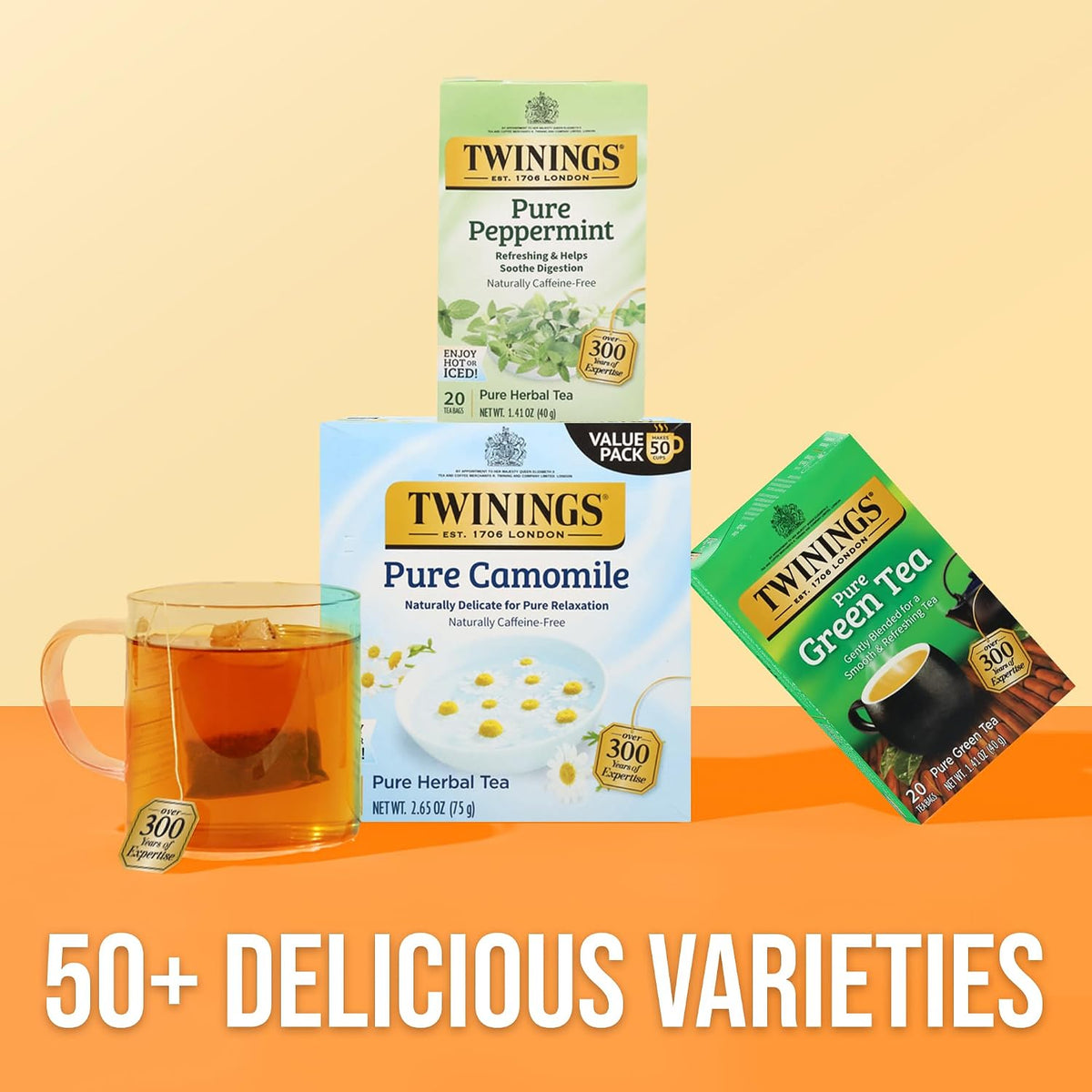 Twinings Pure Peppermint Herbal Caffeine-Free Tea Bags, 20 CT Box (1 Pack)
