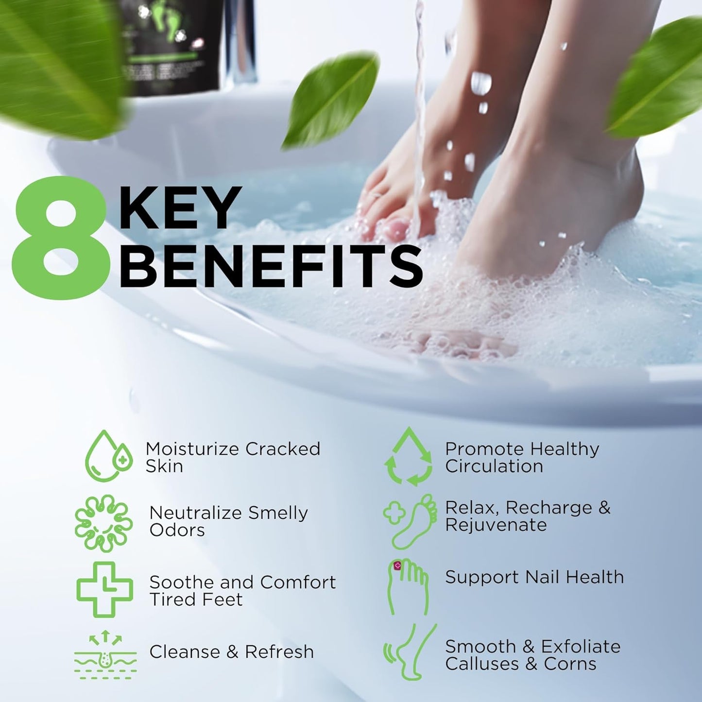 Muscle Relief Foot Soak with Epsom Salt, Made in USA, Soothe Tired Feet, Softens Calluses and Helps Athletes Foot 1lbs
