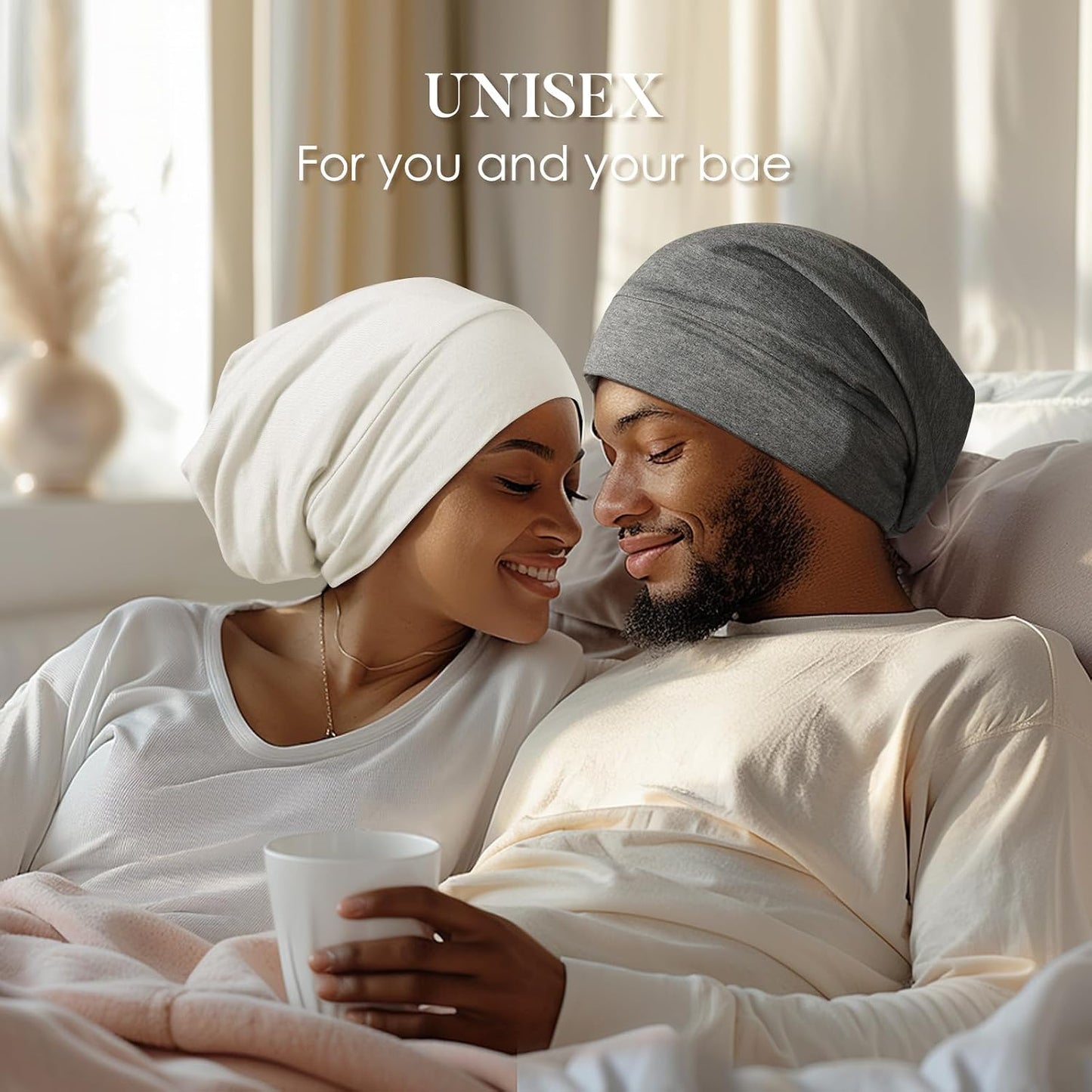 LULUSILK 100% Mulberry Silk Bonnet for Sleeping Women and Men, No More Frizzy Tangled Hair, Real Silk Sleep Cap for Curly Hair, Black, Pack of 1