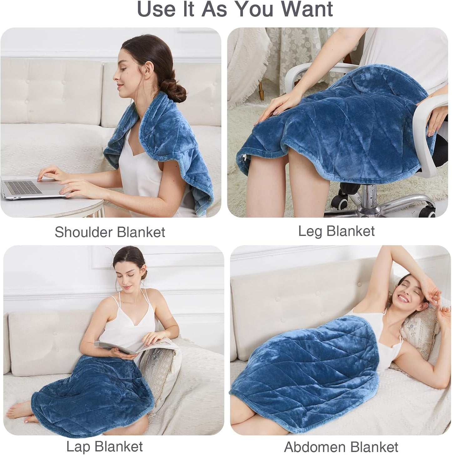 Alomidds Weighted Lap Blanket 7lbs, Cozy Breathable Flannel Weighted Lap Pad for Adults, Small Weighted Blanket for Travel, Couch, Green, 29" x 24"