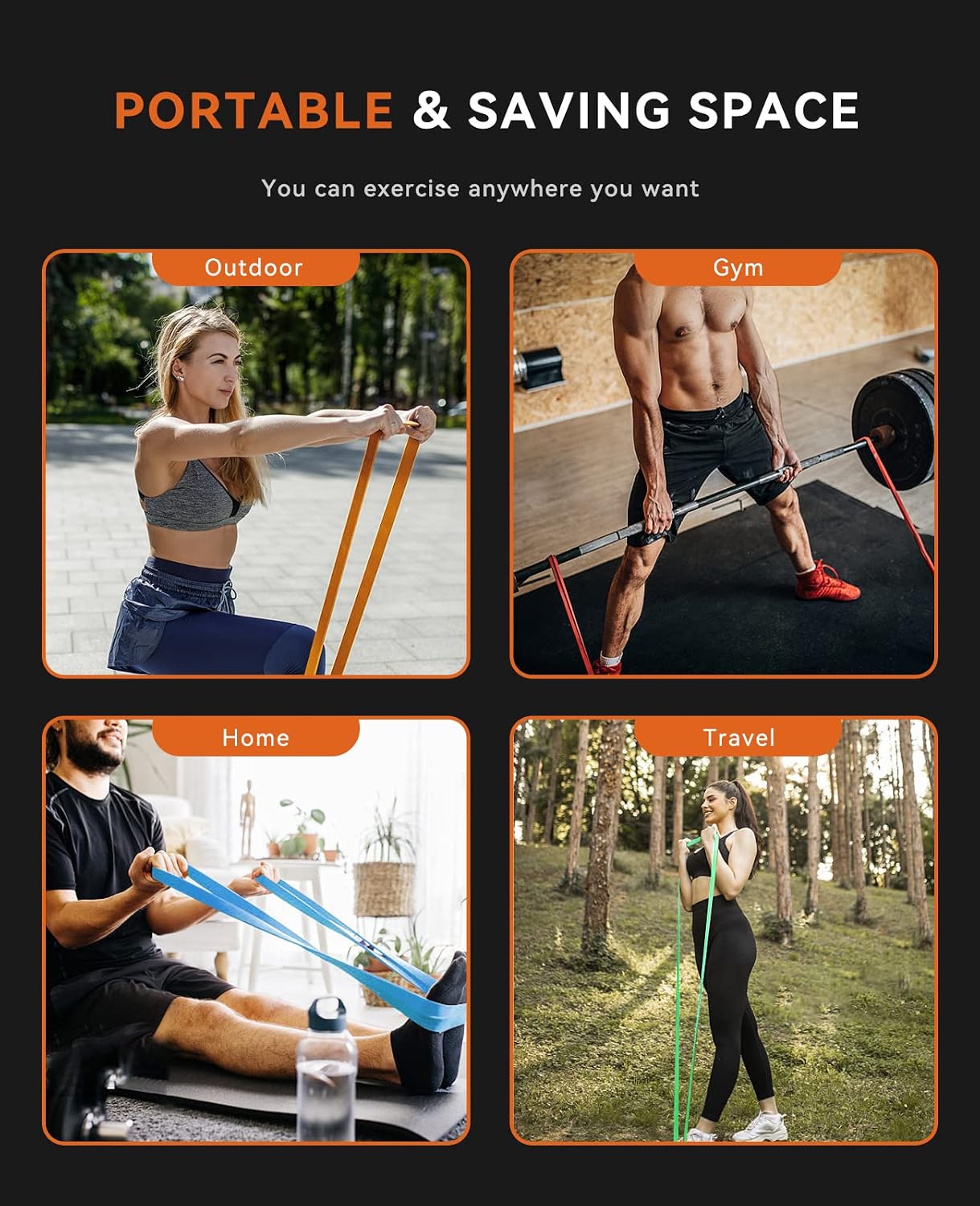 SUNPOW Pull Up Assistance Bands, Set of 5 Heavy Duty Resistance Bands for Men & Women, Natural Latex Exercise Bands for Pull-Up Progression, Home Workout, Strength Training, Mobility & Stretching