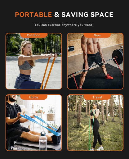 SUNPOW Pull Up Assistance Bands, Set of 5 Heavy Duty Resistance Bands for Men & Women, Natural Latex Exercise Bands for Pull-Up Progression, Home Workout, Strength Training, Mobility & Stretching