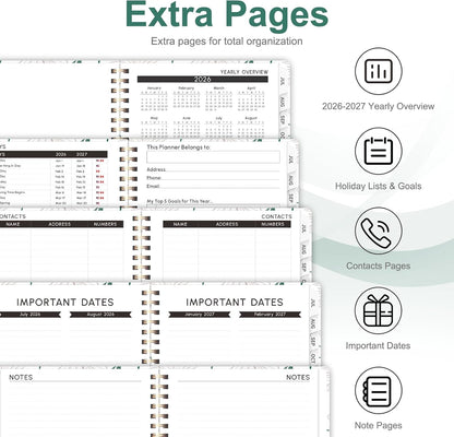 Planner 2026-2027, Weekly and Monthly Calendar Planner, JUL 2026 - JUN 2027 | Academic Year, Daily Agenda Book, A5(6.3'' x 8.5''), Sprial Bound, Inner Pocket, Office School Use