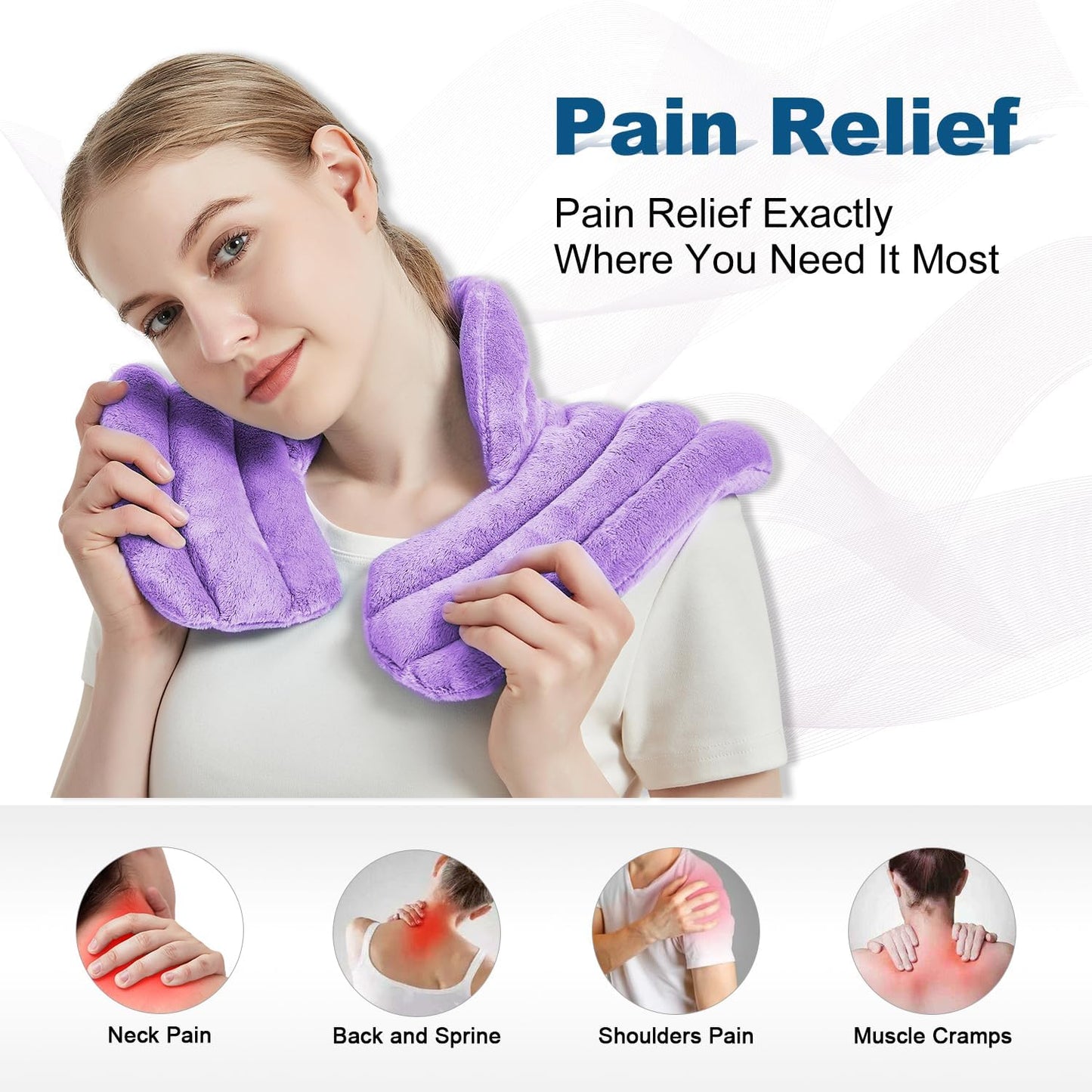 MORLIDEN Neck Heating Pad Microwavable for Shoulders, Warmer Wrap Microwave Heating Pad for Neck and Shoulders for Pain Relief (Navy Blue)