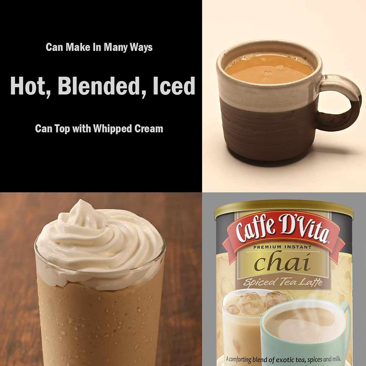 Caffe D'Vita Spiced Chai Latte Mix - Chai Tea Latte Powder Mix - 1 Lb Can
