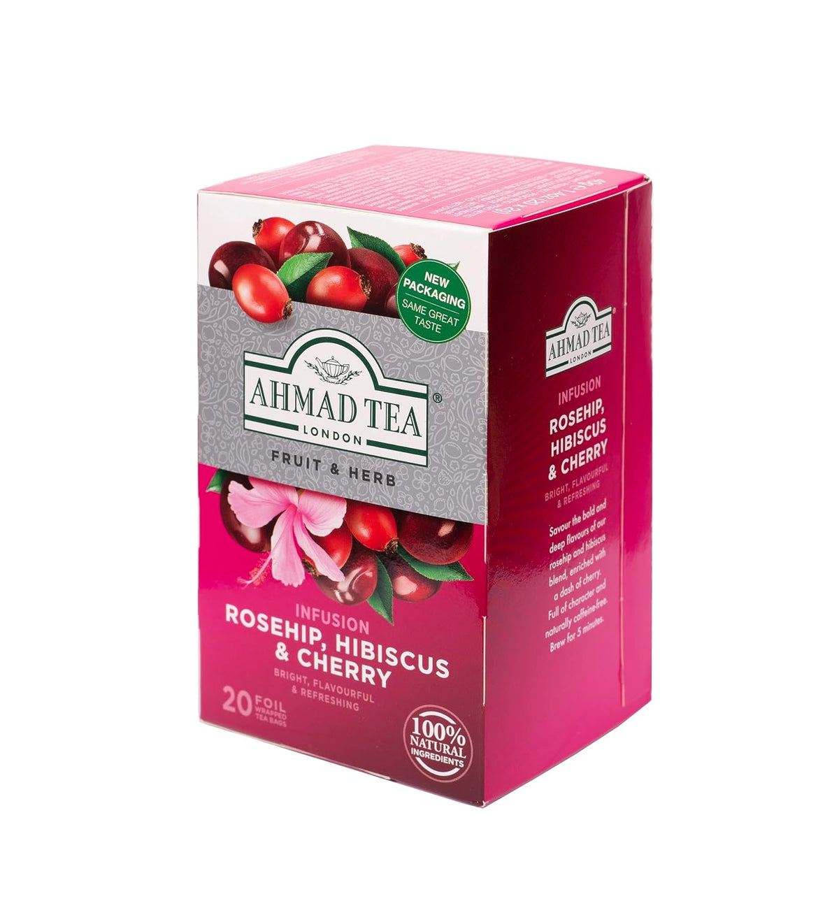 Ahmad Tea Rosehip & Cherry Infusion, 20-Count Tea Bags, Rosehip, Hibiscus & Cherry , 1.4 Oz, (Pack of 6)