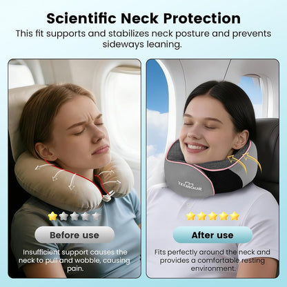 Travel Pillow Neck Pillow for Airplane Travel Essentials - Memory Foam Travel Neck Pillow, Stops Head Bobbing With Eye Mask & Earplugs, Portable Carry Bag for Long Flights| Airplane Accessories Black