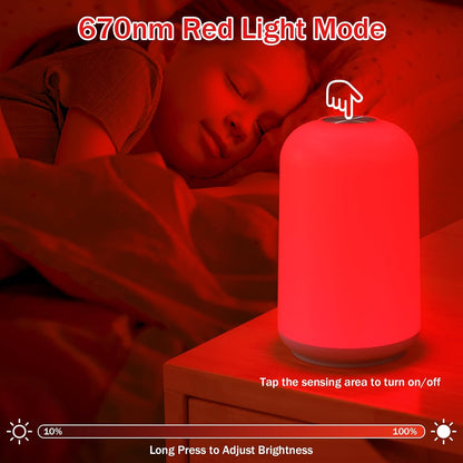 670nm Red Light Night Light for Sleep with Timer, Rechargeable, Dimmable, Sleep Aid Lamp Blue Light Blocking for Improve Sleep, Deep Relaxation, Meditation, Yoga