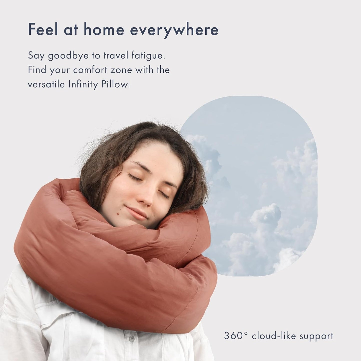 Huzi Infinity Pillow - Home Travel Soft Neck Scarf Support Sleep (Grey)