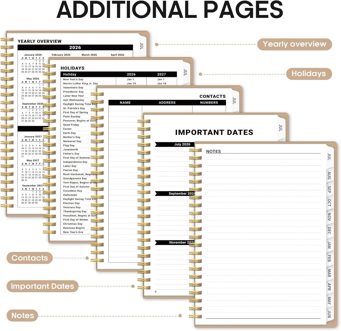 Planner 2026-2027, 8.5" x 11" Weekly and Monthly Academic Year Planner Calendar, July 2026 - June 2027, Hardcover Large School Planning Agenda With Tabs, Perfect for School & Office Supplies, A4, Green