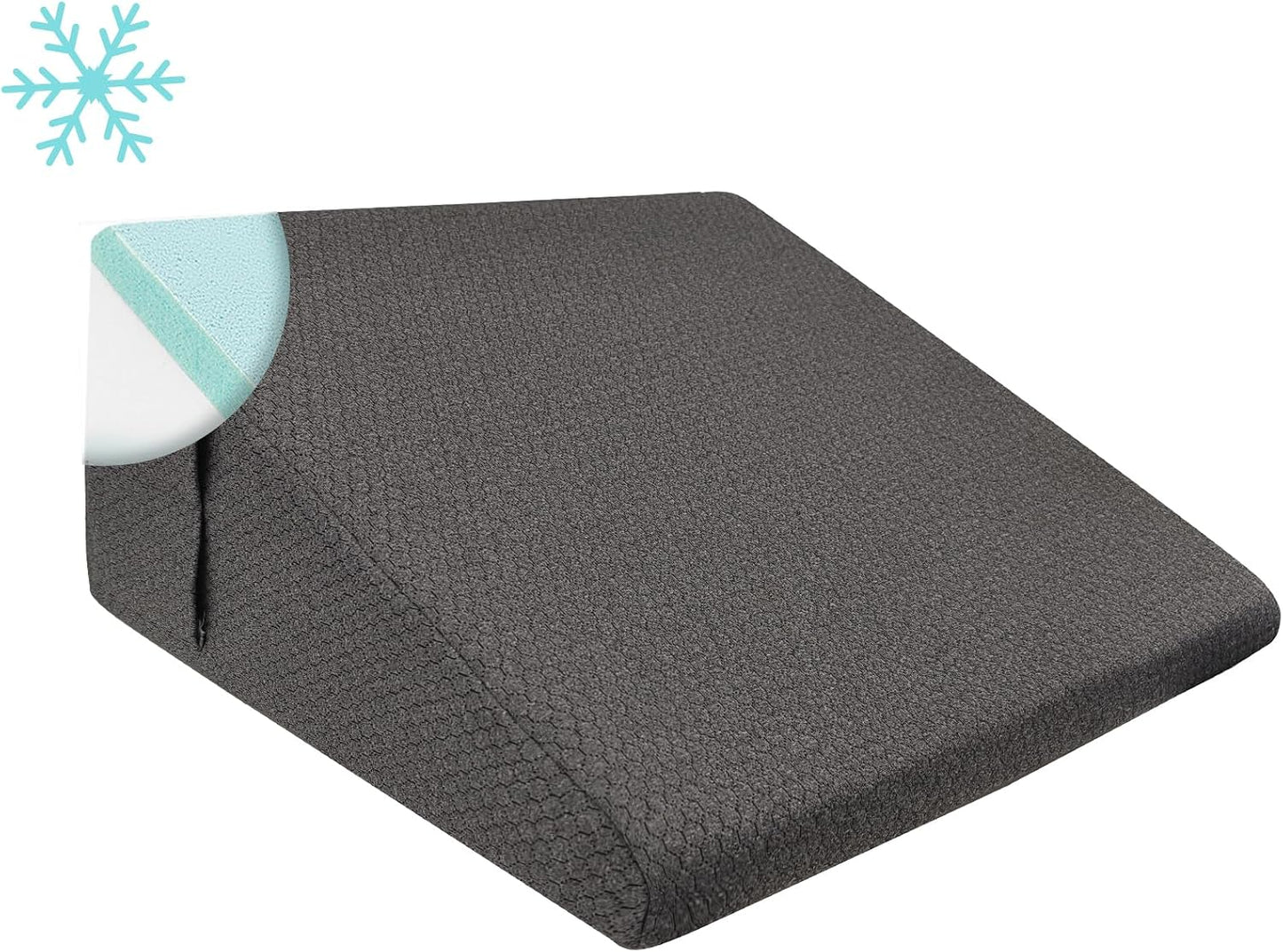 Bedluxe Wedge Pillow, 10 inch Bed Wedge Pillow for Headboard, Pillow Wedge for Acid Reflux Relief, Sleeping, Back Pain Relief, Snoring, Triangle Pillow Wedge, White/Grey