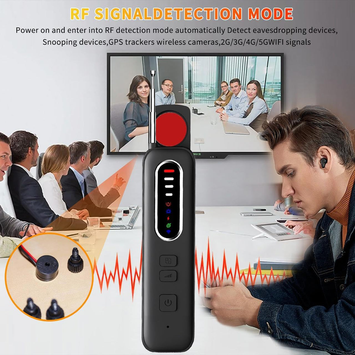 AI Powered 7 in 1 Hidden Camera Detectors,Anti Spy RF Signal Scanner, Infrared GPS Tracker Finder & Bug Detector&Camera Detector for Hotels, Bathrooms, Cars & Offices