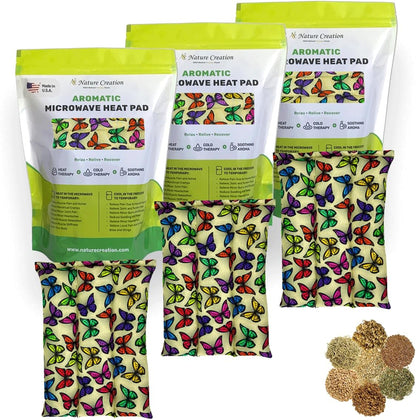 Nature Creation Microwaveable Herbal Heating Pad for Lumbar - Soothing Hot & Cold Therapy Pack for Lower Back- Soothing Relaxation, Warmth and Comfort - Lavender Flowers
