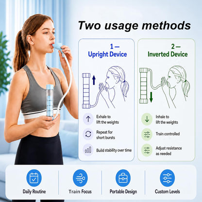 Adjustable Breathing Training Device,Weighted Practice Tool,Portable Yoga Accessory,Daily Breathing Resistance Training Dumbbells,Gym Breathing Trainer for Adults,Travel Fitness Exercise,Blue