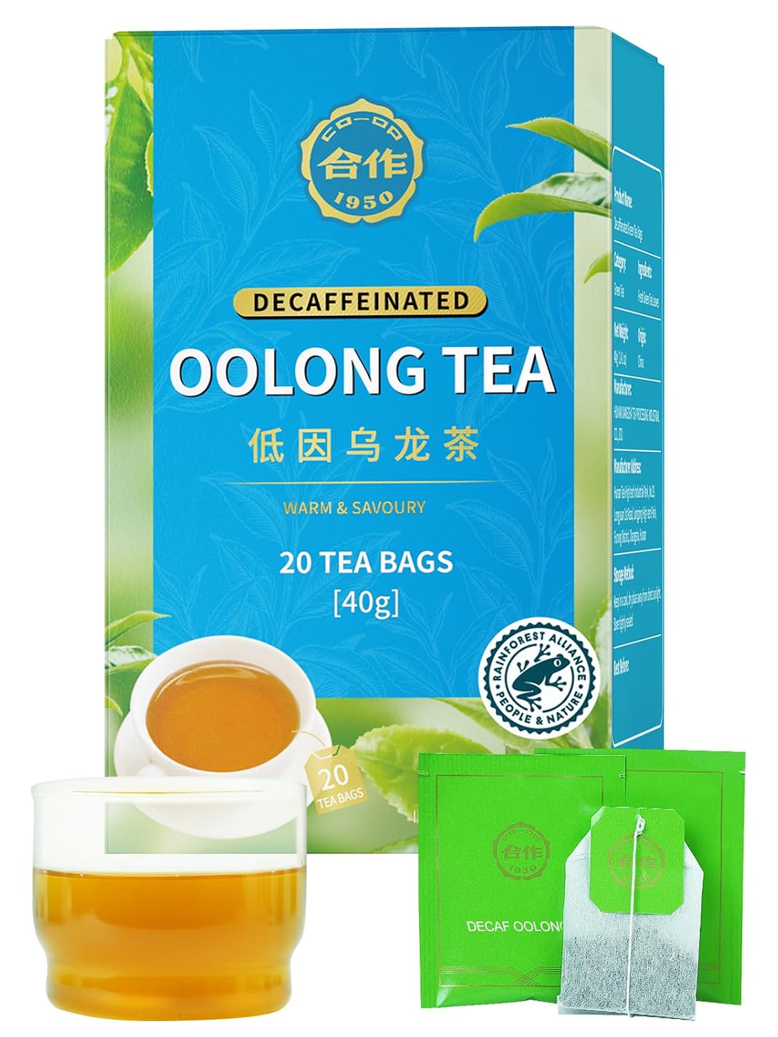 CO-OP 1950 Decaf Oolong Tea Bags, CO₂ Decaffeinated, Floral & Smooth, 20 Ct