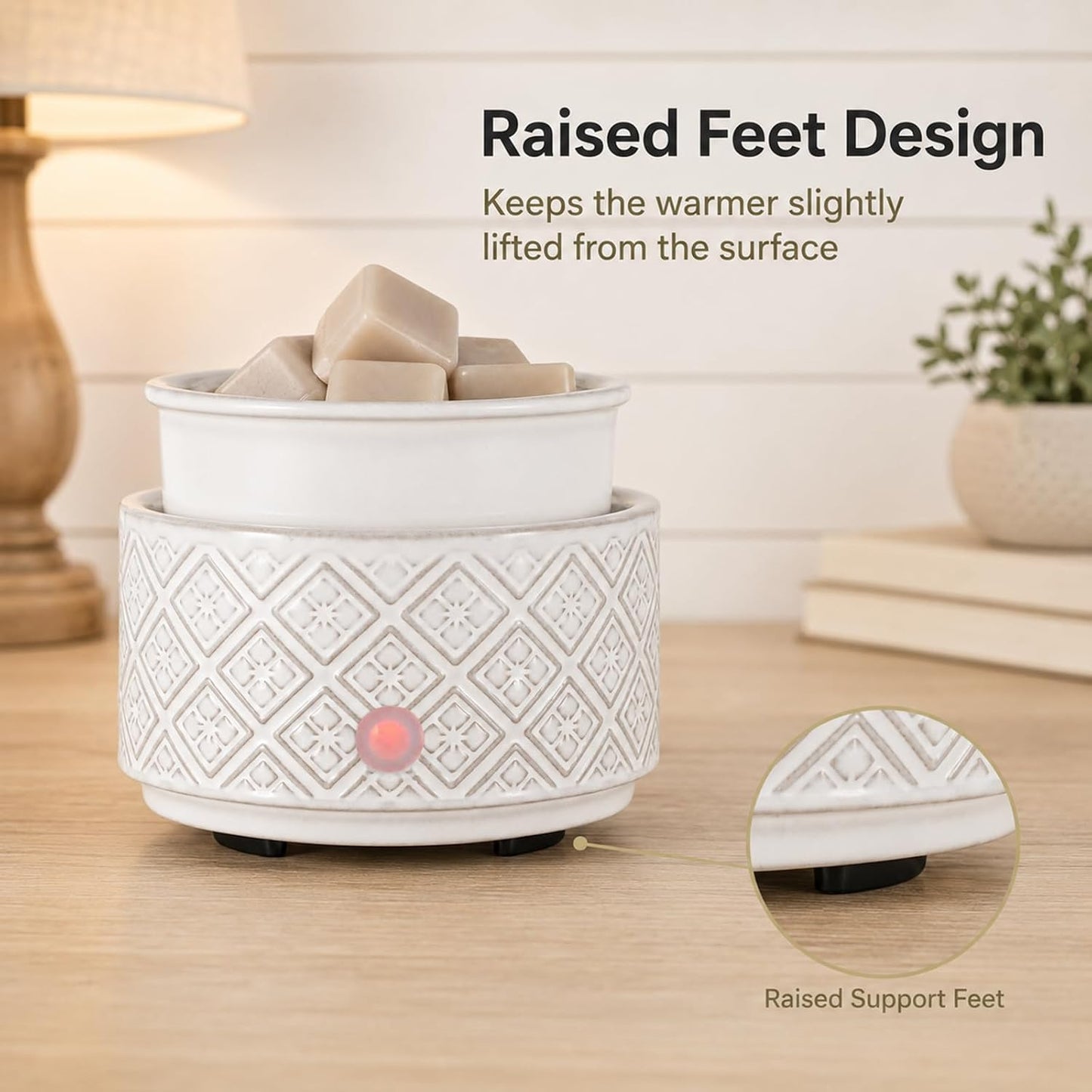 mocosa Ceramic Wax Warmer Wax Melt Warmer for Scented Wax 3-1 Electric Candle Warmer Home Fragrance Wax Burner for Mom Women(White-Fan Shaped)