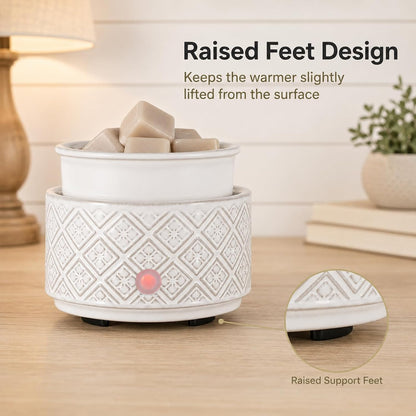 mocosa Ceramic Wax Warmer Wax Melt Warmer for Scented Wax 3-1 Electric Candle Warmer Home Fragrance Wax Burner for Mom Women(White-Fan Shaped)