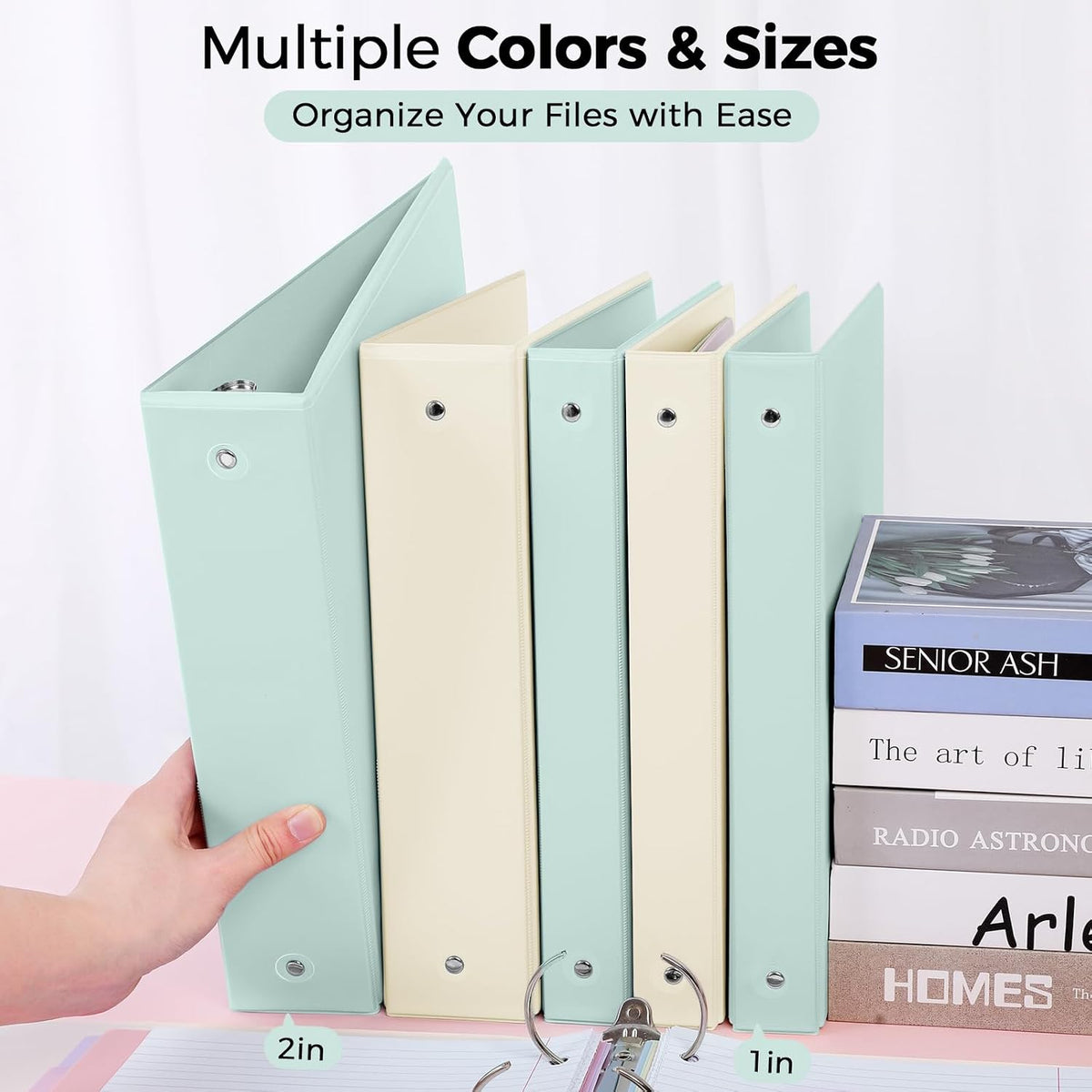 SKYDUE 1 Inch 3 Ring Binder with 8 Tab Dividers & 24 Labels, Pastel Binder Organizer for Letter Size Paper, Aesthetic School Binder for Notes, Documents, Office & Home Organization, Purple