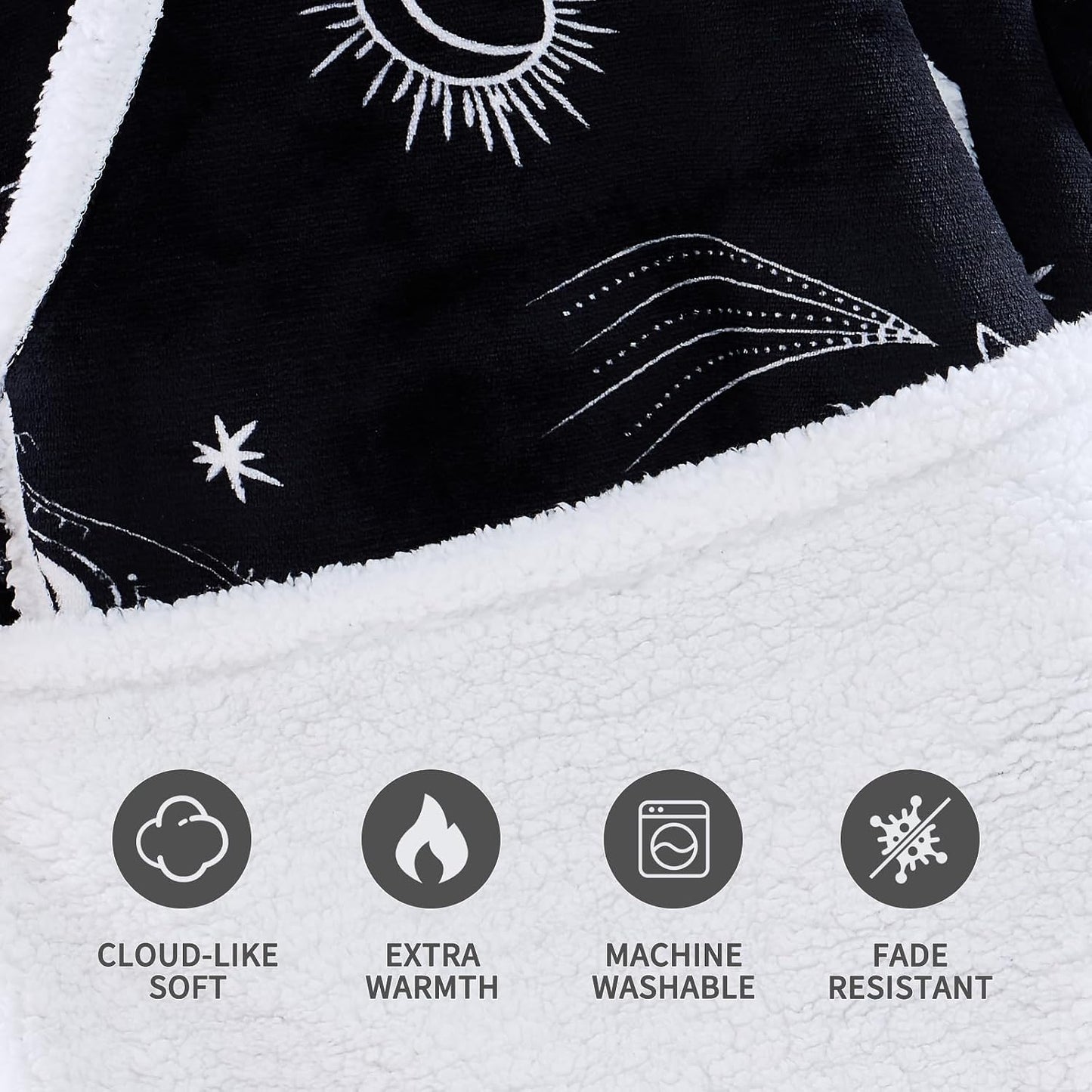 IFNOW Wearable Blanket Hoodie, Oversized Sherpa Fleece Hooded Blanket Sweatshirt with Eye Mask and Pocket, Comfy Long Flannel Blanket for Adults Men,Gifts for Women Mom Girlfriend,MoonFace