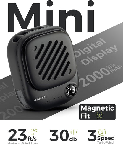 Aecooly Magnetic Clip On Fan, Mini Portable Neck Fan, Mighty Waist Fan