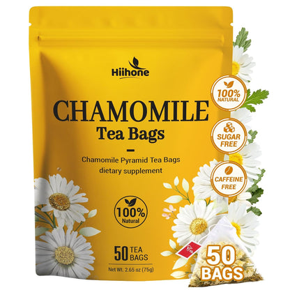 Chamomile Tea Bags, Chamomile Flower Herbal Tea, 50 Teabags