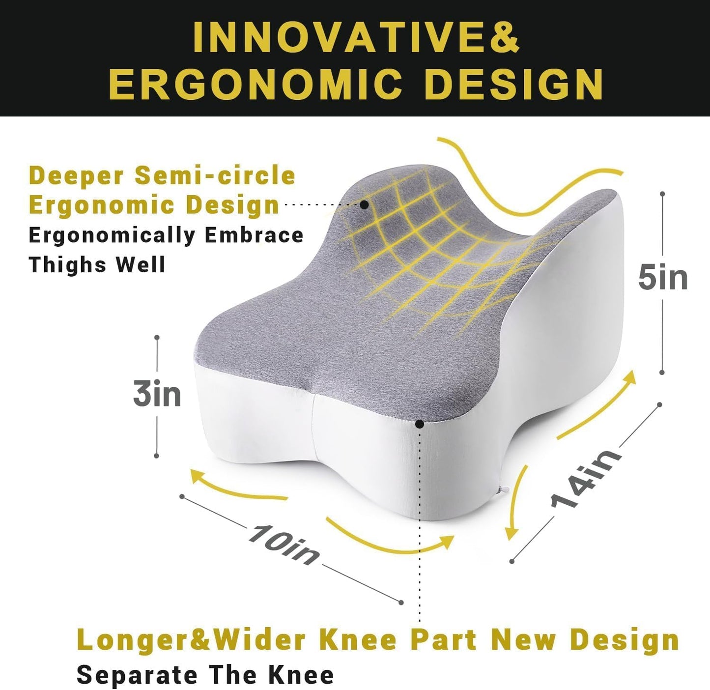 Long Knee Pillow for Side Sleepers Separates Full Thighs for Alignment | Memory Foam Leg Pillow for Knees,Hips, Back Pain Relief When Side Sleeping Spine Alignment Support for Knee Surgery Recovery