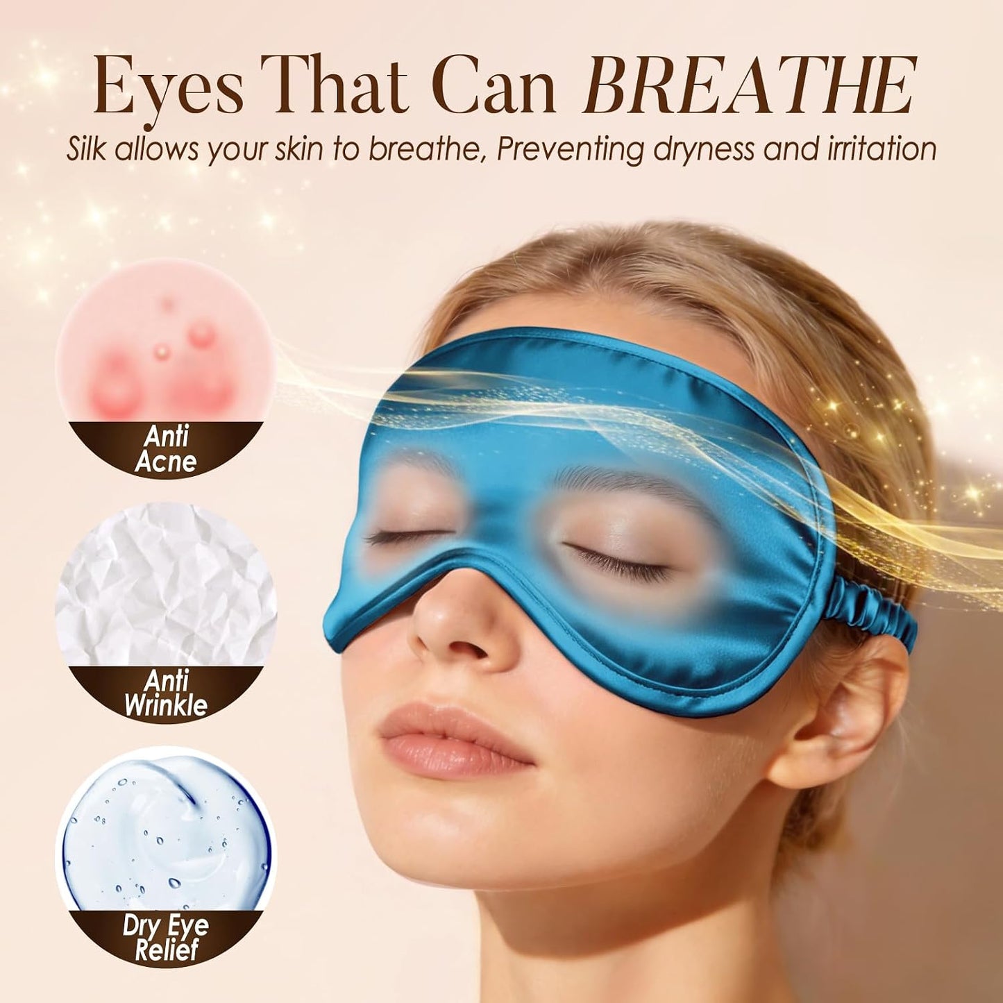 LULUSILK Mulberry Silk Sleep Eye Mask & Blindfold with Elastic Strap/Headband, Soft Eye Cover Eyeshade for Night Sleeping, Travel, Nap(Pink)