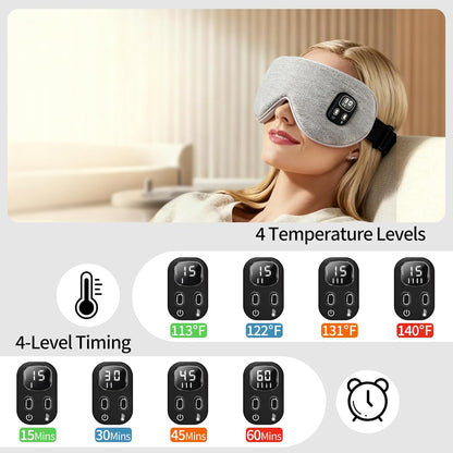 Heated Eye Masks for Dry Eyes, FSA-HSA Eligible，EyeRelief, Improved Sleep, Washable Eye Heating pad for Travel Removable for Cleaning and 2 Replaceable Shell, 4-Level Timing and Temperature (Gray)