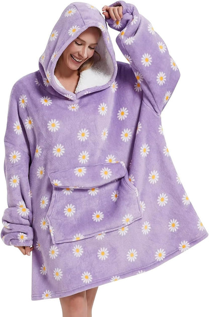 Fiosnow Sun and Moon Blanket Hoodies for Women and Men Adult Oversize Wearable Blanket Hoodies for Soft and Warm