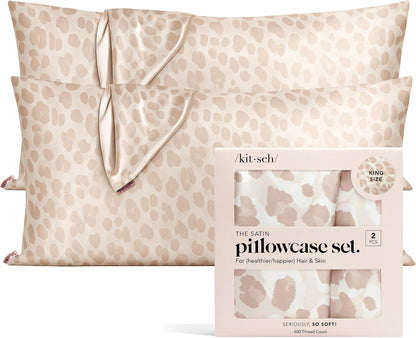Kitsch Satin Pillowcase with Zipper for Hair & Skin - Softer Than Silk Pillow Cases, Smooth Cooling Satin Pillow Case, Wrinkle-Free, Machine Washable - Pillow Cases Standard Size (19x26) - Blush