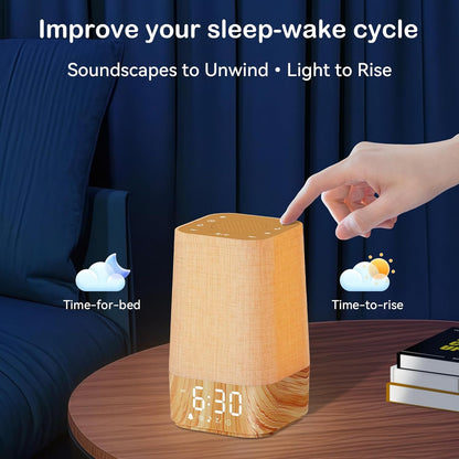 10-60 Mins Simulated Sunrise Alarm Clock: Gentle Wake Up Light with Adjustable Brightness, 32-Level Volume, Bright & Loud Enough for Dark Morning Bedroom - White Noise Machine with 30 Soothing Sounds