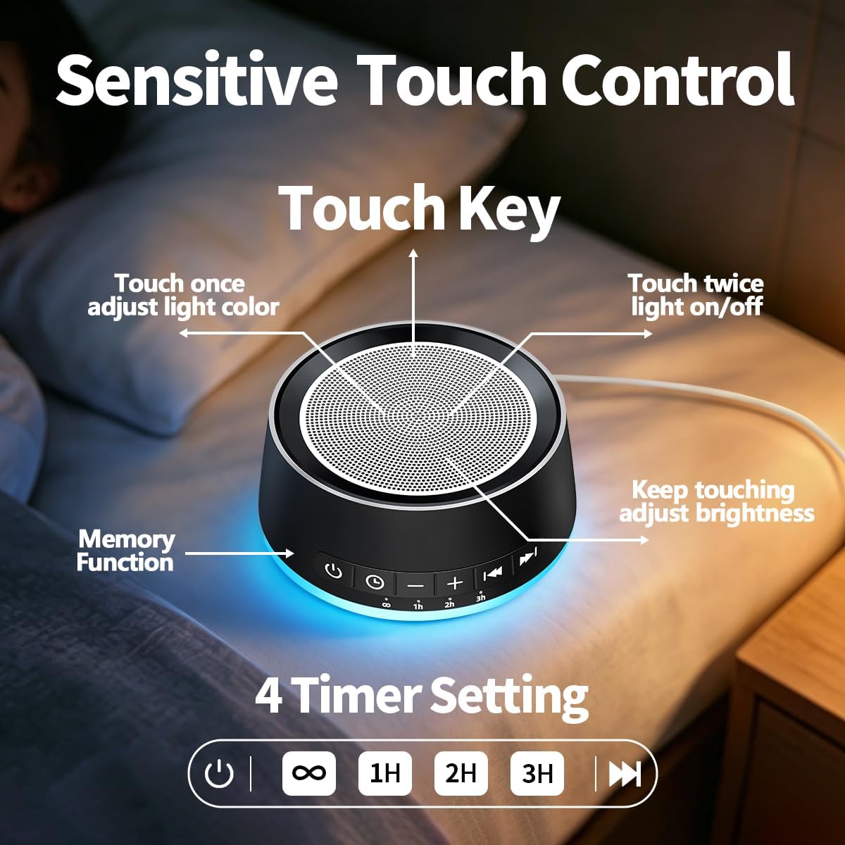 Sound Machine Night Light White Noise Machine with 30 Soothing Sounds 12 Colors Night Light Sleep Machine for Baby Kids Adults Brown Pink Nosie Machine with 32 Volume Levels for Office Home Travel
