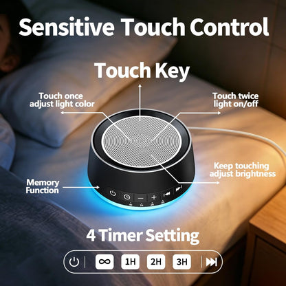Sound Machine Night Light White Noise Machine with 30 Soothing Sounds 12 Colors Night Light Sleep Machine for Baby Kids Adults Brown Pink Nosie Machine with 32 Volume Levels for Office Home Travel