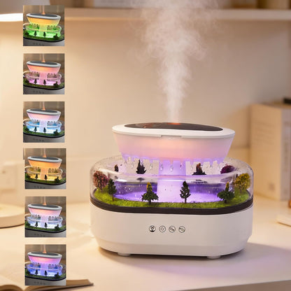 Essential Oil Diffusers, 7-Color Rainfall Cloud | Silent Rain Lamp Timer, Music & Micro Landscape Ultrasonic, Water Drip Sound, For Bedrooms, Offices, Hotels