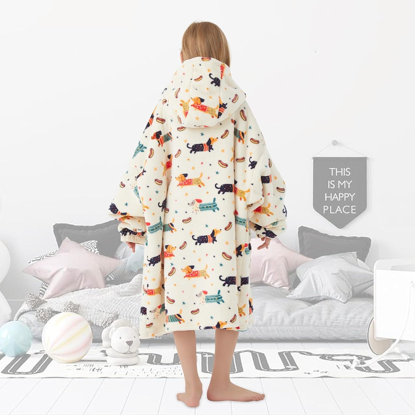 Fiosnow Glow in the Dark Unicorn Blanket Hoodies for Kids 6-13YR Oversize Wearable Blanket Hoodies for Boys Girls Teens