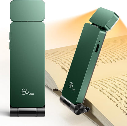 86lux Book Light, Rechargeable Reading Lights for Books in Bed, Ultralight Clip-on LED Bookmark Lamp with 3 Amber Colors & Stepless Dimming for Night Reading for Book Lovers, Papaya Orange