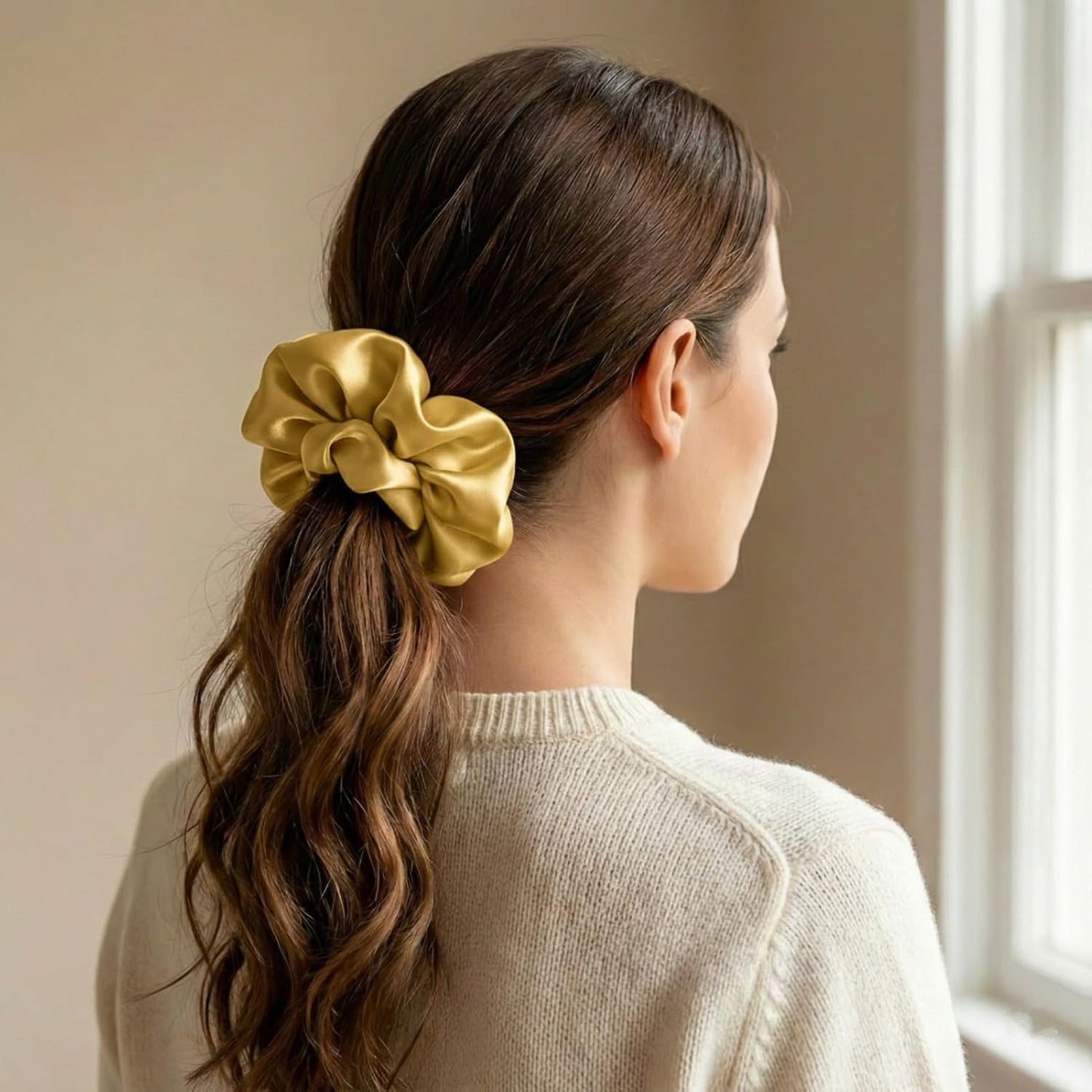 Silmer 22 Momme Silk Pillow Scrunchie Air, Oversized Lightweight Mulberry Silk Hair Tie with High Elasticity, Soft Padded No Crease Ponytail & Sleep Holder (Dusty Rose, 1Pc)