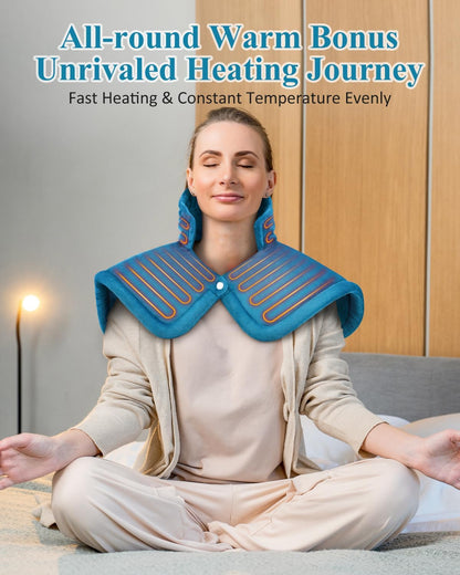 Heating Pad for Neck Shoulders Back, Electric Heat Pads, Weighted Heated Wrap for Daily Relax 6 Heat Settings 4 Auto Timers, Birthday Gifts for Women Men Mom Dad Wife Husband, 24"x33", ETL Certified