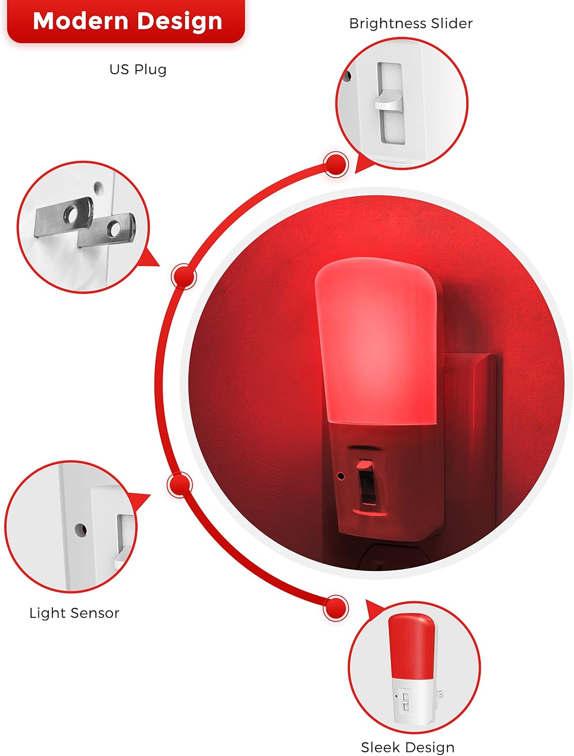L LOHAS LED Amber Night Light, Dimmable Plug in Yellow Night Light with Dusk to Dawn Sensor, Kids Night Lights for Bedroom, 5-80LM Suit for Nursery, Hallway, Stairway,Bedroom, Bathroom, 2Pack