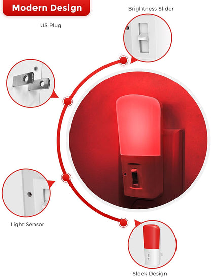 L LOHAS LED Amber Night Light, Dimmable Plug in Yellow Night Light with Dusk to Dawn Sensor, Kids Night Lights for Bedroom, 5-80LM Suit for Nursery, Hallway, Stairway,Bedroom, Bathroom, 2Pack