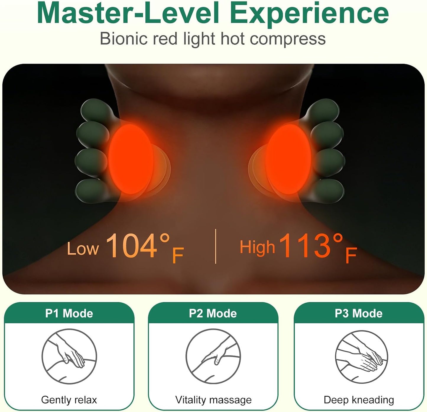 Human-Like Neck Massager with Heat for Pain Relief Deep Tissue, Cordless 4D Kneading Neck and Shoulder Massager Back Massager with Bionic fingers Massage and Screen, Ideal Gifts for Women Men